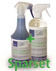 (27,37/l) Biohort CleanLine Sparset (1000 ml Reiniger und 750 ml Konservierer)